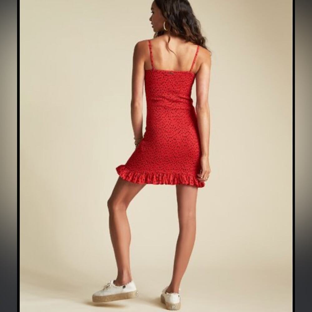 Billabong X Sincerely Jules Collab Playing for Keeps Dress Smocked Red Black XS - Picture 3 of 8